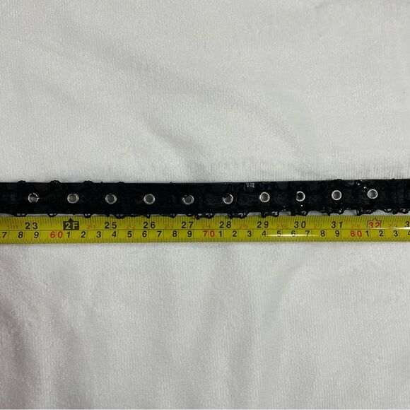 Black Belt Black Ruffle Accents Thin Dress Belt - Black Lace Ruffled Belt - Picture 9 of 9